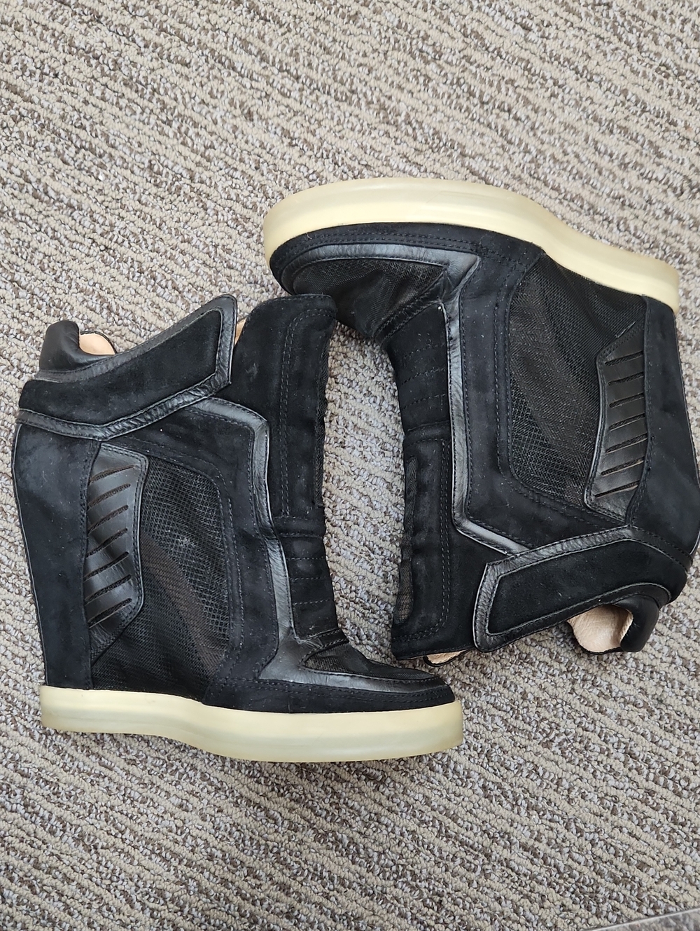 L.A.M.B Freeda Suede and Mesh Wedge Sneakers Size 9 1/2